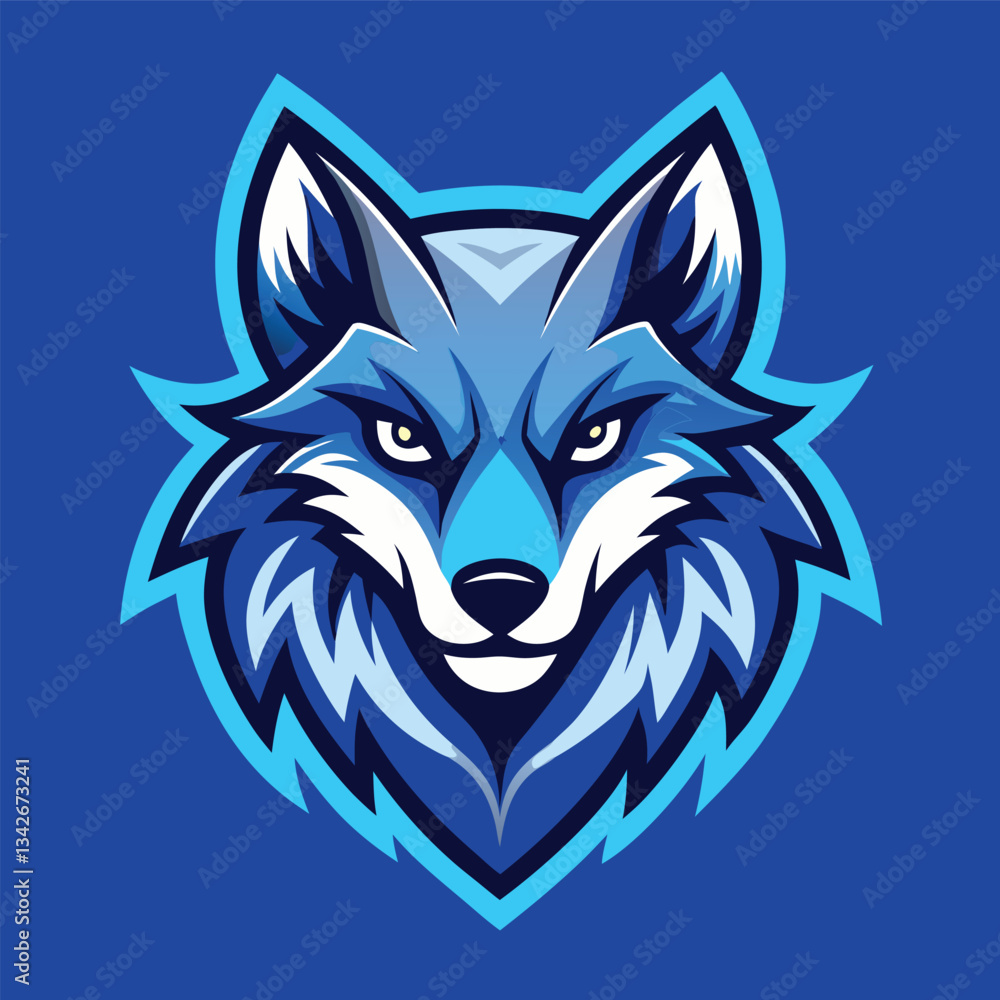 Fototapeta premium Solid-Colored Wolf Illustration with Fierce Expression