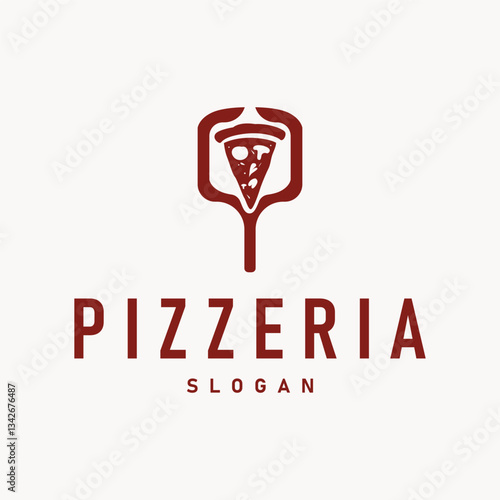 authentic italian food design pizza logo illustration pizzeria concept simple retro vintage template