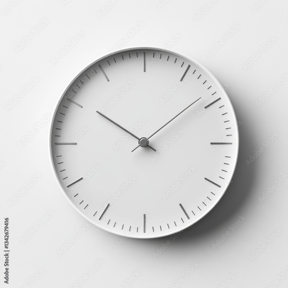 Minimalist White Wall Clock with Simple Design Featuring Thin Hands and Markings on a Light Background for Modern Home or Office Decor Minimalist White Wall Clock with Simple Design Featuring Thin Hands and Markings on a Light Background for Modern Home or Office Decor