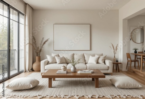 Modern living room interior urban apartment home decor minimalist style bright atmosphere cozy concept