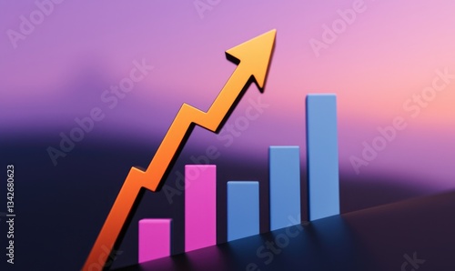 An upward trend in business growth illustrated with colorful bar graphs and an arrow, symbolizing success and development. Free Download An upward trend in business growth illustrated with colorful bar graphs and an arrow, symbolizing success and development. - GFXLoad