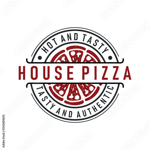 authentic italian food design pizza logo illustration pizzeria concept simple retro vintage template