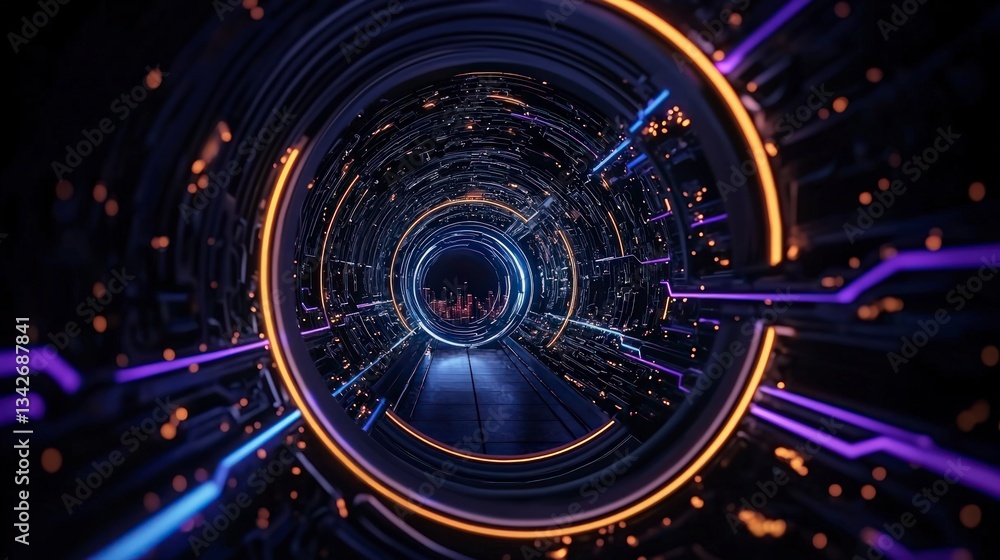 Futuristic Neon Tunnel Cyberpunk Cityscape Digital Art Sci Fi Background Futuristic Neon Tunnel Cyberpunk Cityscape Digital Art Sci Fi Background