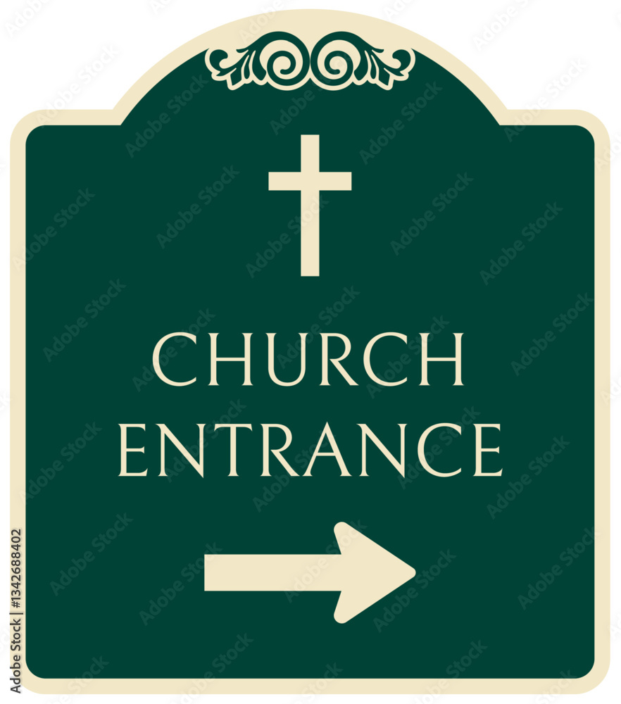 Fototapeta premium Church parking sign church entrance