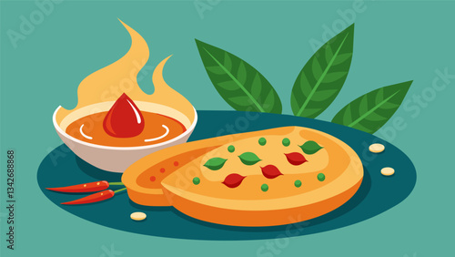 The acidity of the curtido s through the richness of the pupusa making it a perfect accompaniment for a heavy meal.. Vector illustration