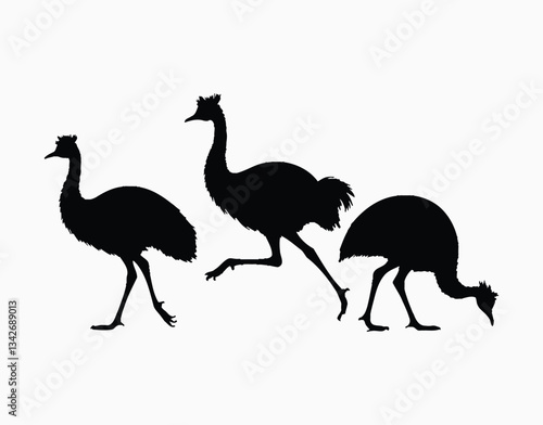 Vector Emu Silhouette Isolated EPS Template Illustration