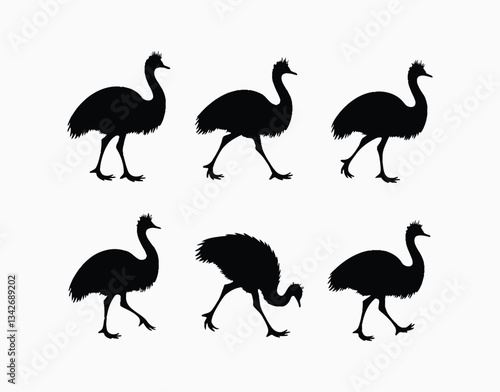 Vector Template of Emu Silhouette Isolated EPS Illustration