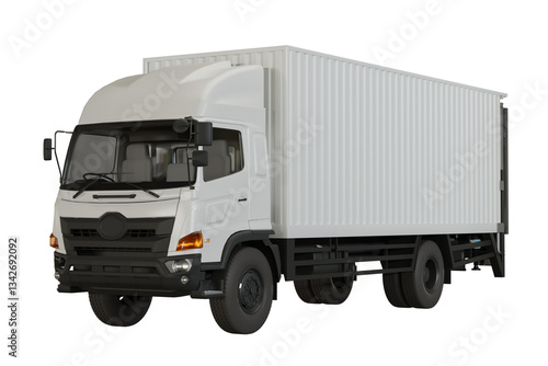 White Truck Container side view Isolated 3d Render