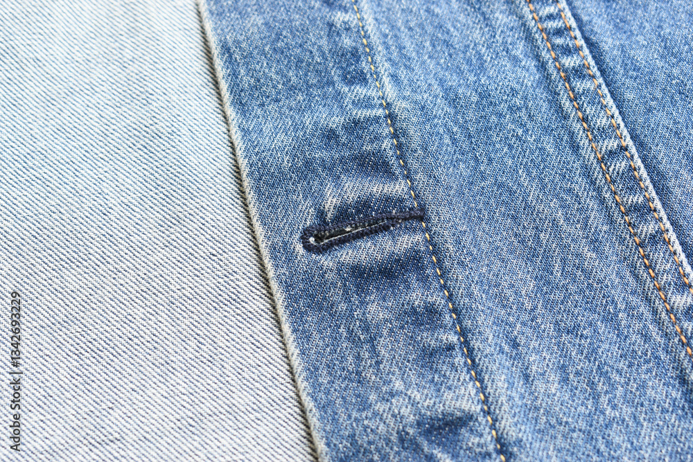 Fototapeta premium seam of blue denim texture background, jean fashion style