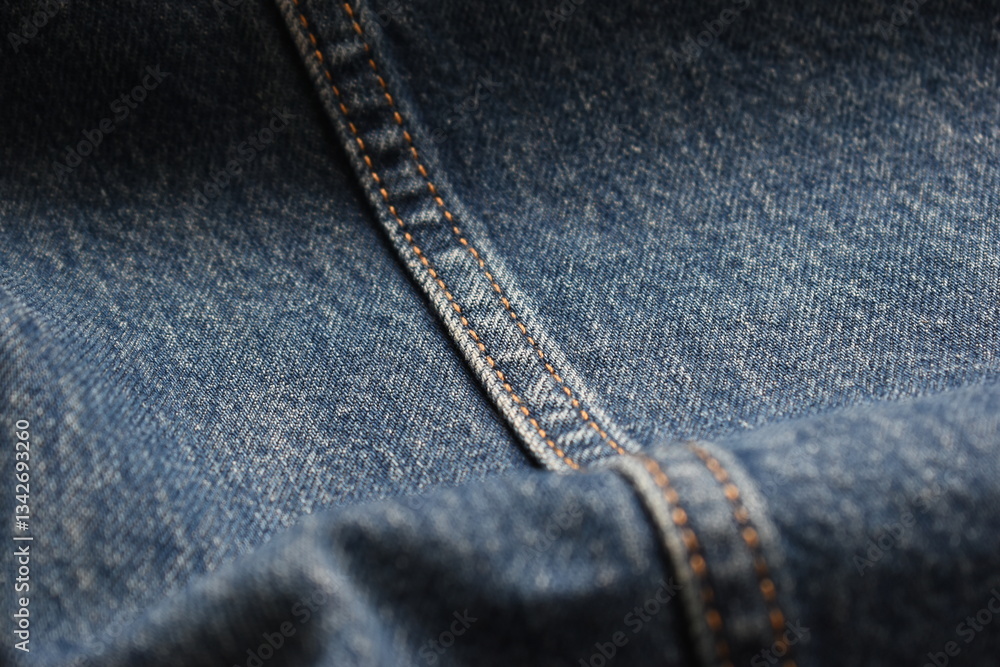 Fototapeta premium seam of blue denim texture background, jean fashion style