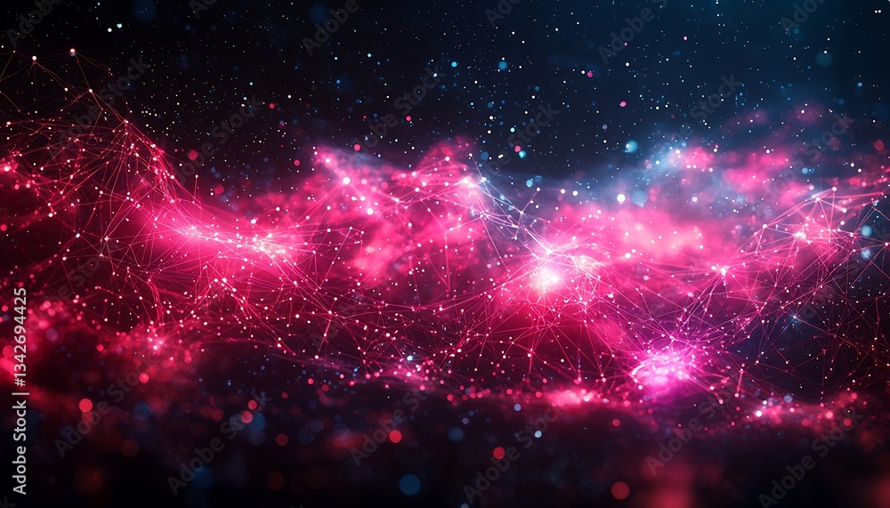 Fototapeta premium Cosmic Network: Digital Nebula for Abstract Art.