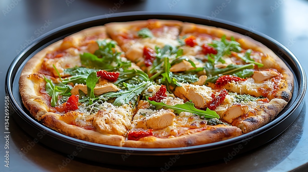 Delicious Chicken Pesto Pizza with Sun-Dried Tomatoes and Arugula Delicious Chicken Pesto Pizza with Sun-Dried Tomatoes and Arugula