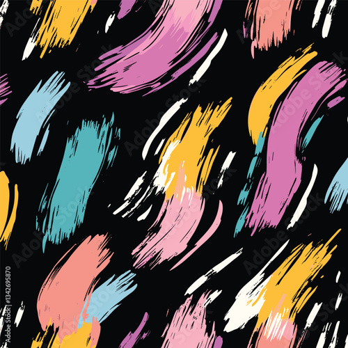 Colorful Brushstroke Pattern on a Dark Background