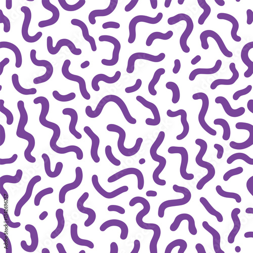 Abstract Purple Squiggle Pattern on White Background