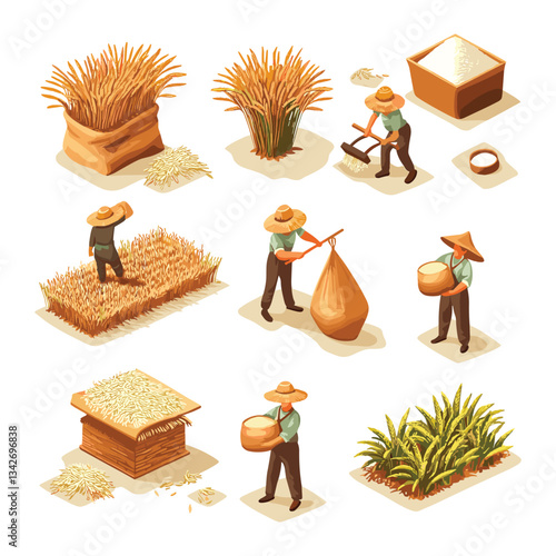 Ancient People Building and Working in a Primitive Settlement