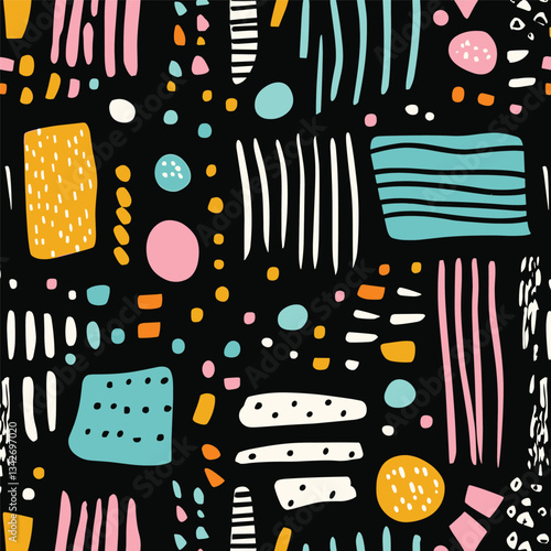 Modern Abstract Pattern with Lines and Shapes on a Dark Background