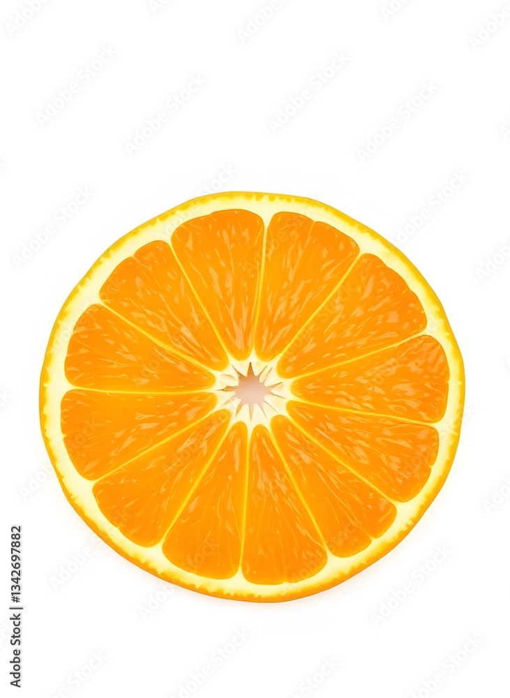 Freshly Cut Orange Slice Against White Background Freshly Cut Orange Slice Against White Background