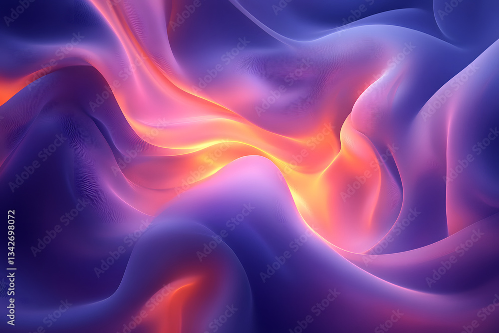 Fototapeta premium Abstract Purple & Orange Waves Flow