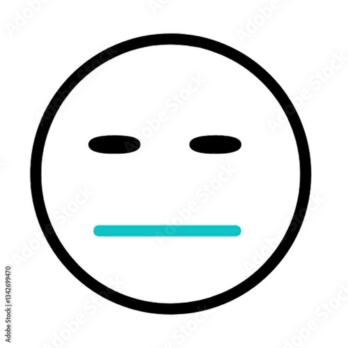 Simple Line Art Emoji  Neutral Facial Expression, Blank Face, Unexpressive