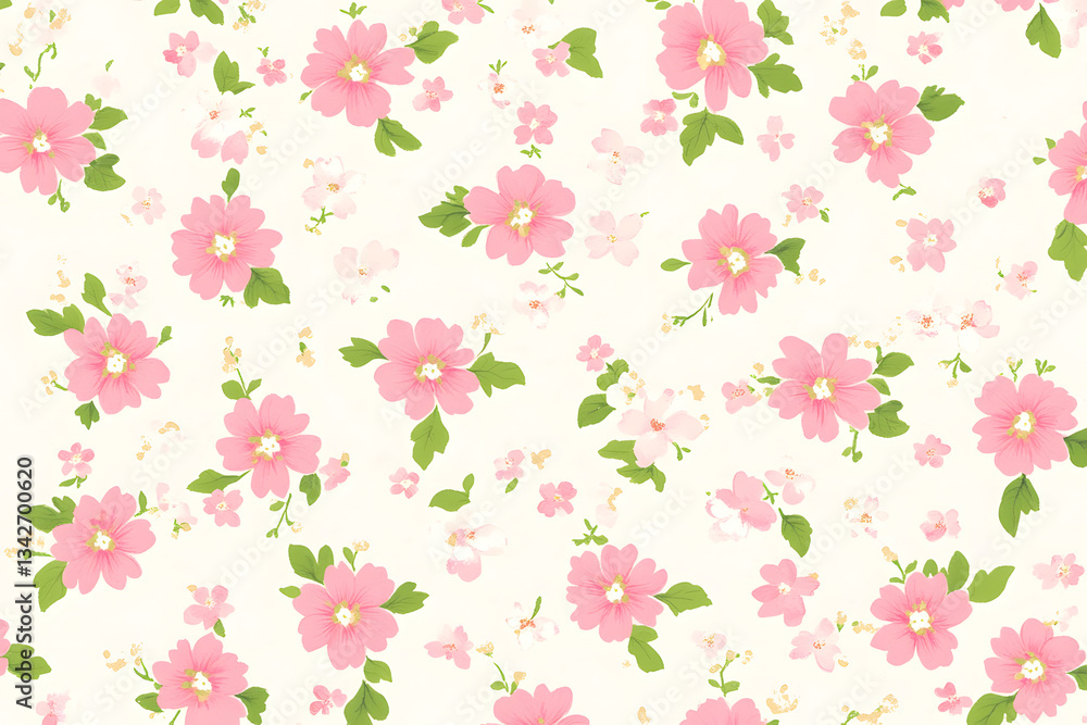 Pink Floral Pattern: Pretty Blooms Design Pink Floral Pattern: Pretty Blooms Design