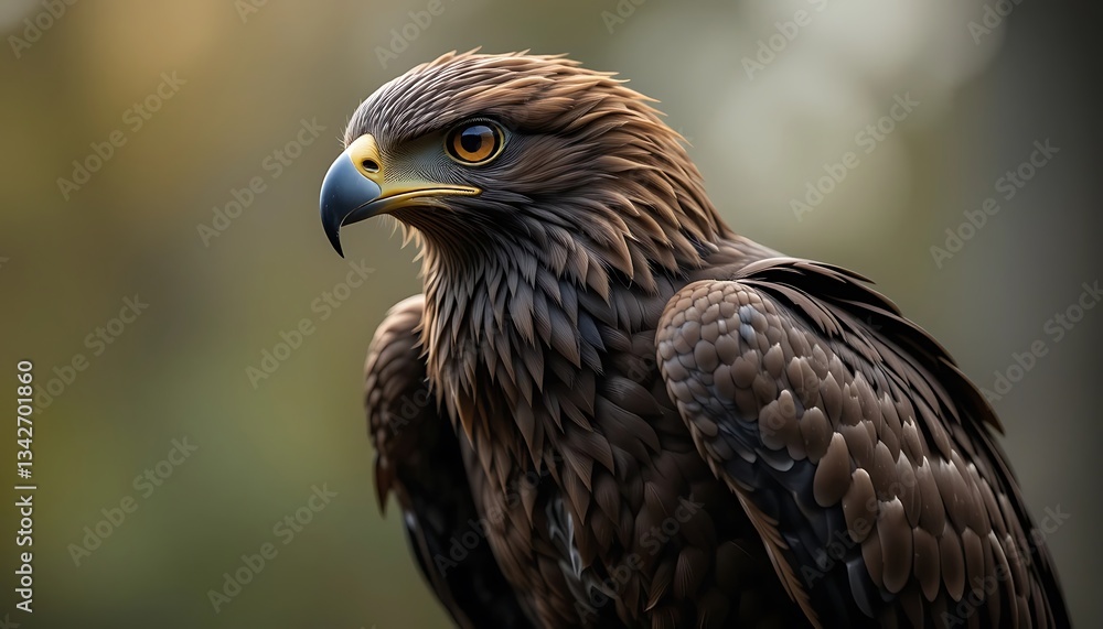 Eagle Looking Focused in Nature Environment with Detailed Feathers Eagle Looking Focused in Nature Environment with Detailed Feathers
