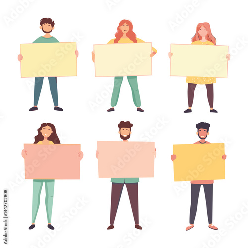 Group of Protesters Holding Blank Signs for Activism