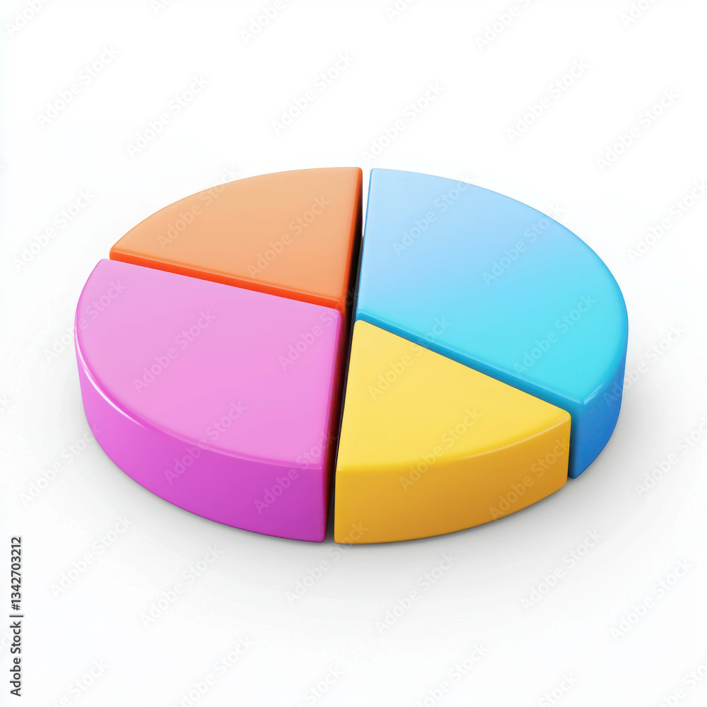 Fototapeta premium Colorful Pie Chart with Four Sections for Data Visualization and Business Analysis