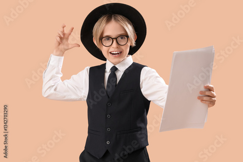 Little actor with film scri...