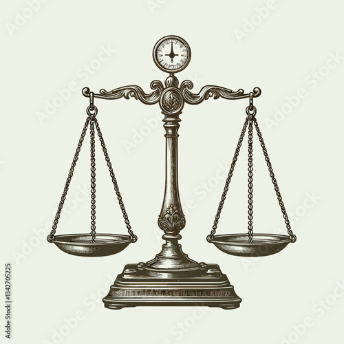 Vintage balance scales representing justice and equality  