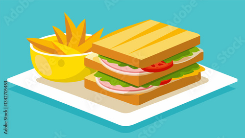 Serve the Cuban sandwich with a side of plantain chips or fries if desired.. Vector illustration