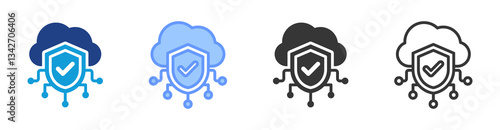 Data Security icon set multiple style collection