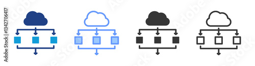 Parallel Computing icon set multiple style collection