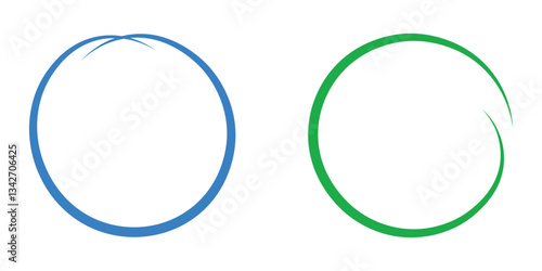 green and blue circle highlight icon. circle line sketch icon. hand drawn green and blue circle mark icon. hand drawn doodle vector icon. vector illustration on transparent background