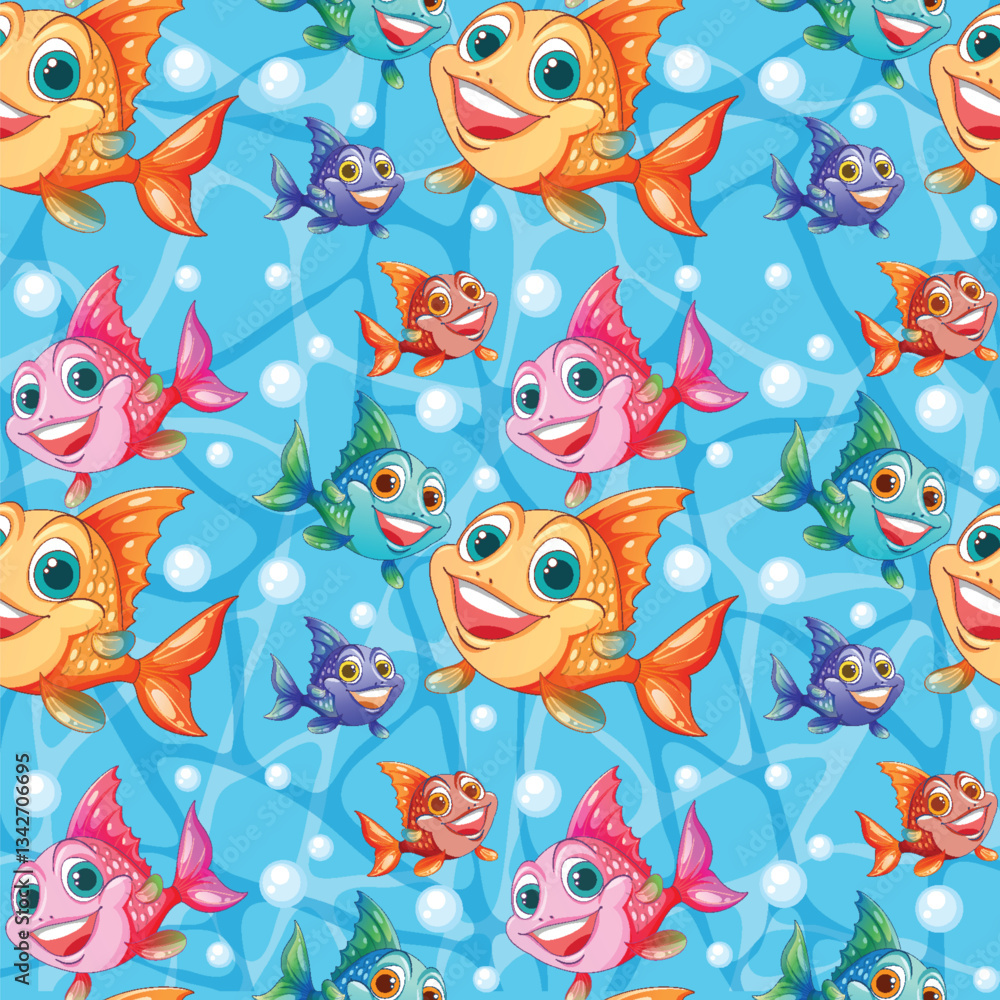 Obraz premium Colorful Fish Seamless Pattern Design