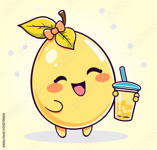 Lemon drink cartoon style cute kawai 