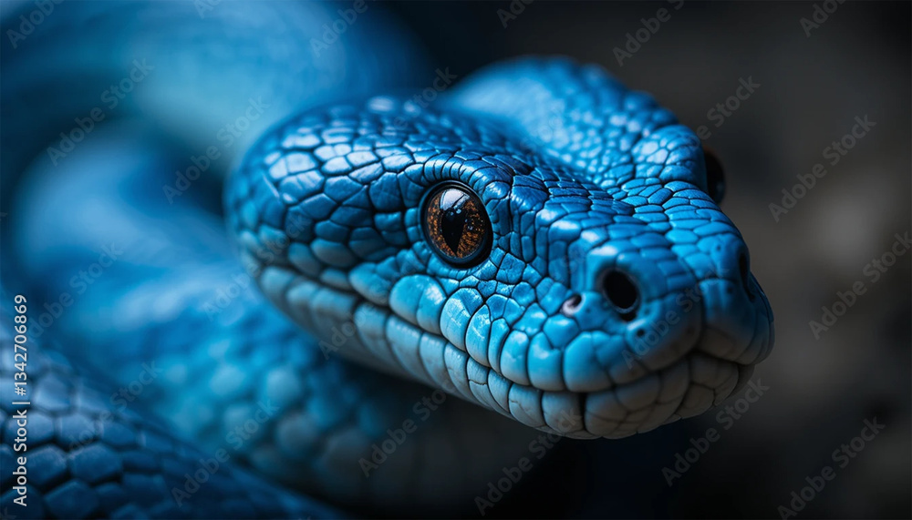 close up of a blue snake close up of a blue snake