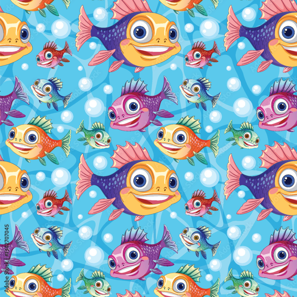 Colorful Fish Seamless Pattern Illustration Colorful Fish Seamless Pattern Illustration