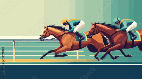 Dynamic horse racing illustration in modern vector style.