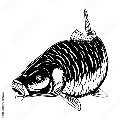 carp fishing illustration logo vector image t shirt