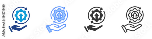 Continuous Improvement icon set multiple style collection