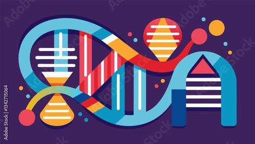 An artistic representation of the genome sequence with each letter of the genetic code transformed into a unique and intricate design element.. Vector illustration