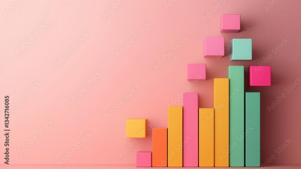 Fototapeta premium Abstract representation of a diversified investment portfolio, with colorful blocks depicting various funds and their performance
