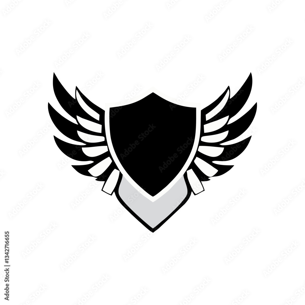 Fototapeta premium Winged shield black template