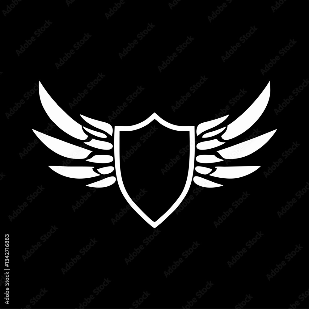 Winged shield black template Winged shield black template
