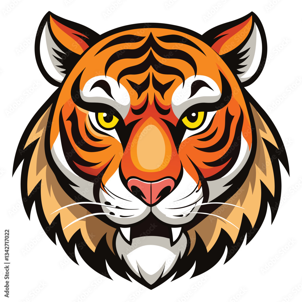 Majestic Tiger Head Isolated on a Pristine White Background Majestic Tiger Head Isolated on a Pristine White Background