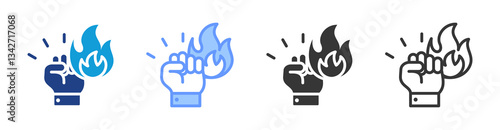 Courage icon set multiple style collection