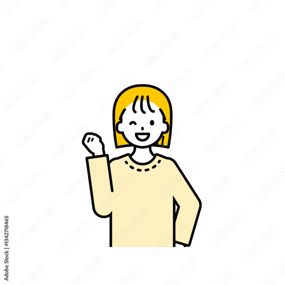 上半身のポーズ_シンプルな私服の女の子05