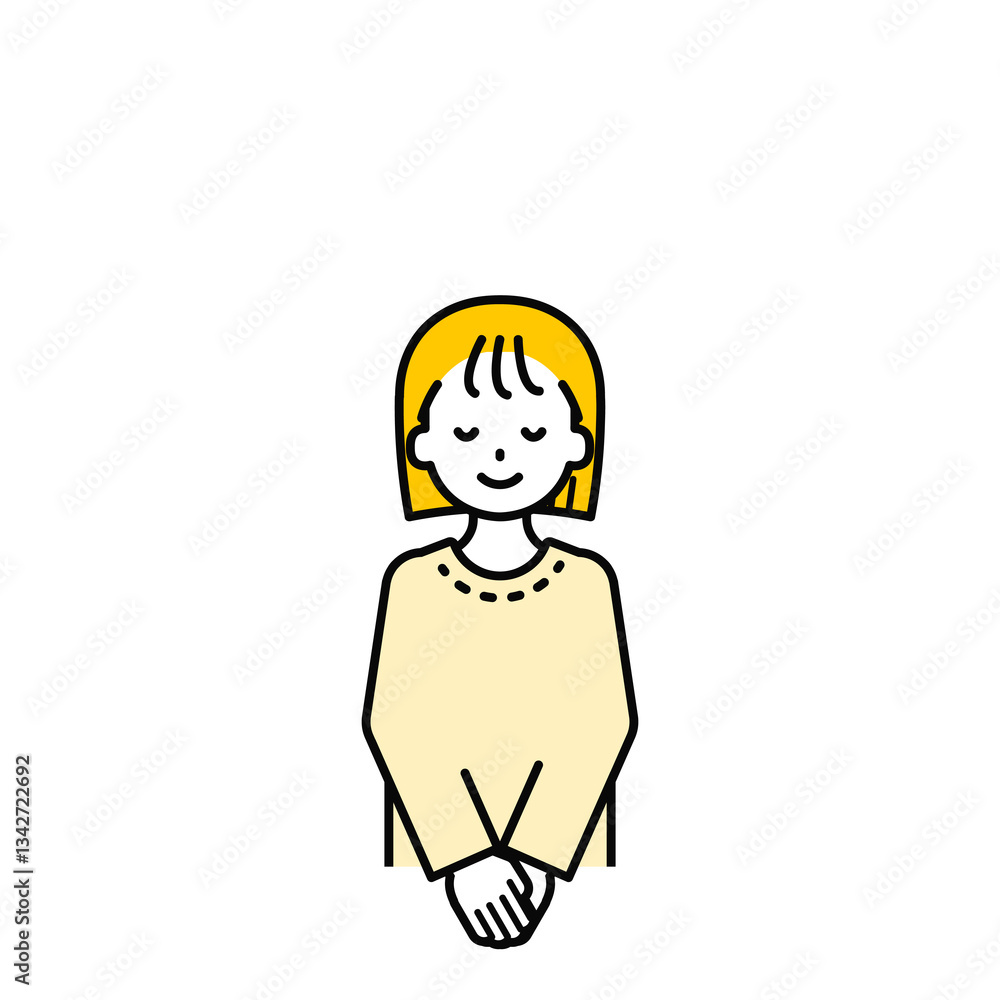 上半身のポーズ_シンプルな私服の女の子18