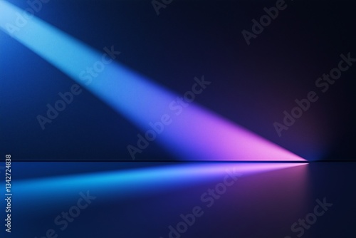 A beam of light shoots out of the corner and illuminates the deep blue background, creating a sharp color contrast and shadow effect