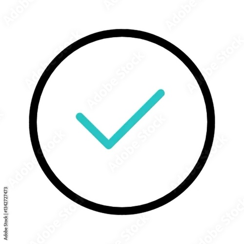 Check Mark Icon Teal Tick in a Circle -  Approval, Confirmation, Complete, Success Symbol